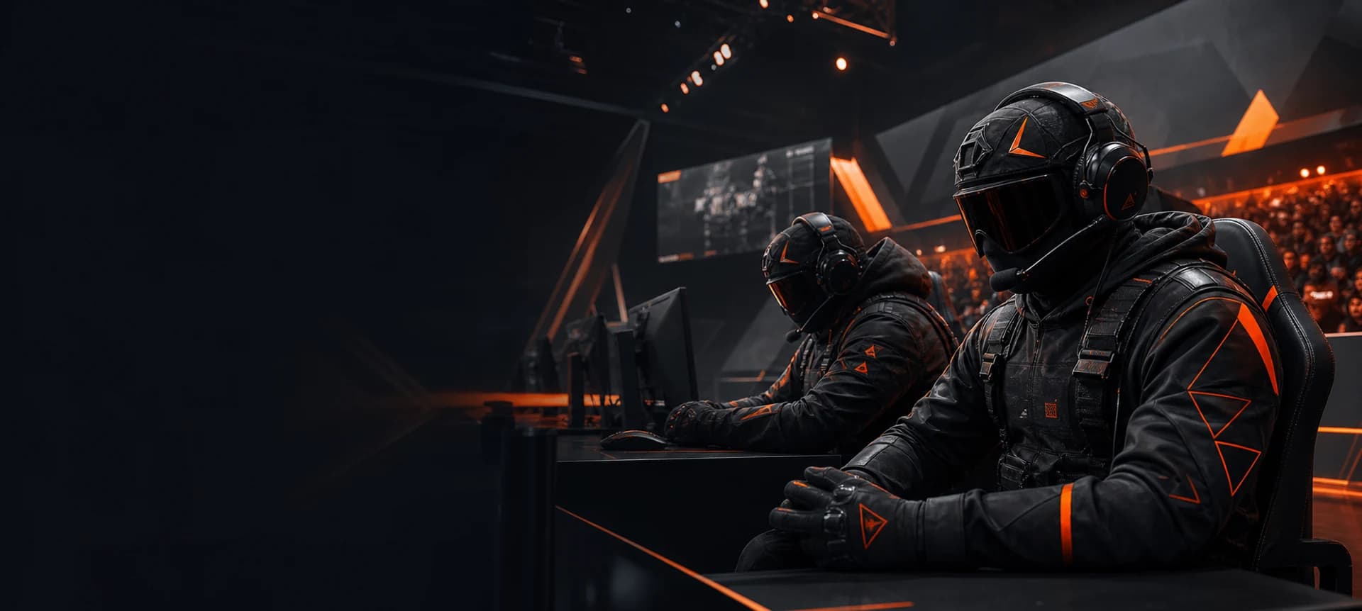Competitive FACEIT players preparing at an esports arena