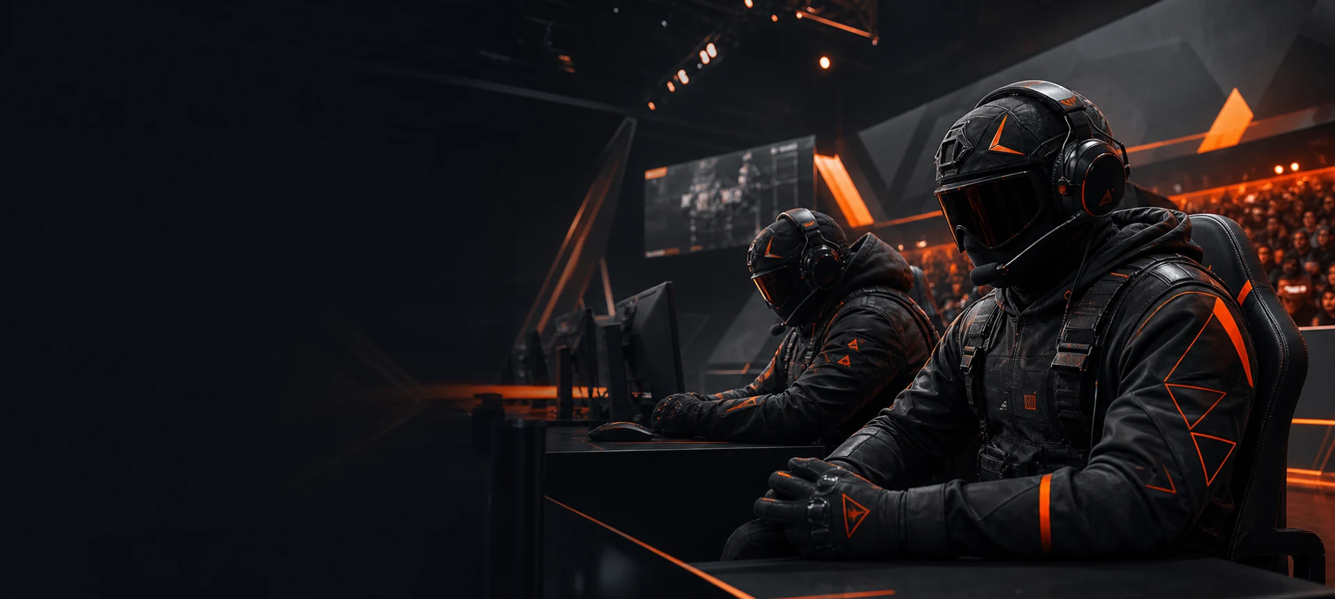 Competitive FACEIT players preparing at an esports arena